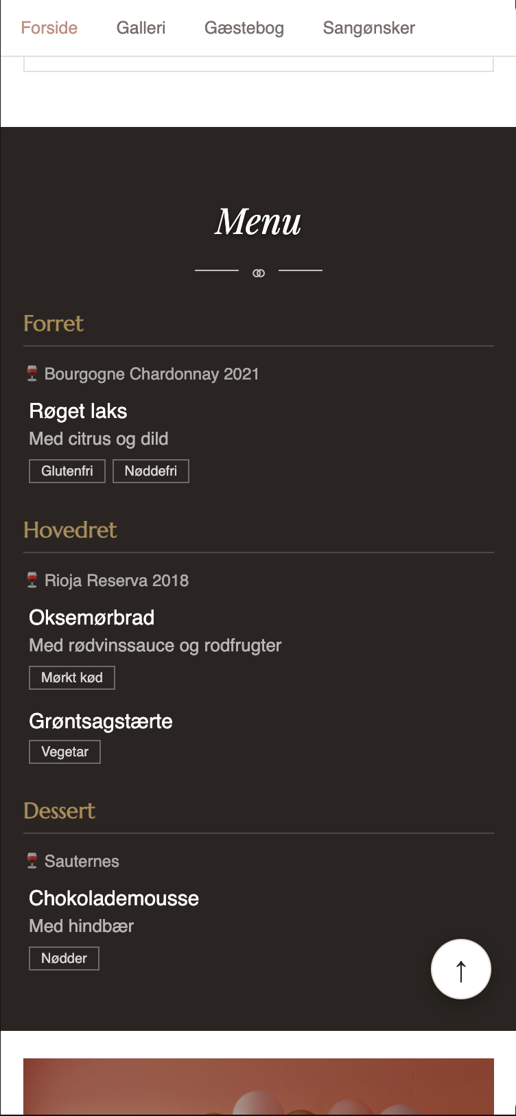 Digitalt menukort